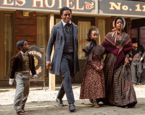 The Look of Freedom Alonzo (Cameron Zeigler), Solomon (Chiwetel Ejiofor), Margaret (Quvanzhané Wallis), and Anne (Kelsey Scott) Northup in New York