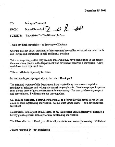 The Infamous Rumsfeld Snowflake